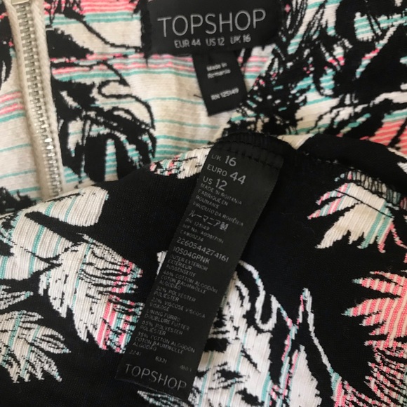 TOPSHOP Tropical Leaf Crop Overlay Skater Dress - Picture 6 of 9